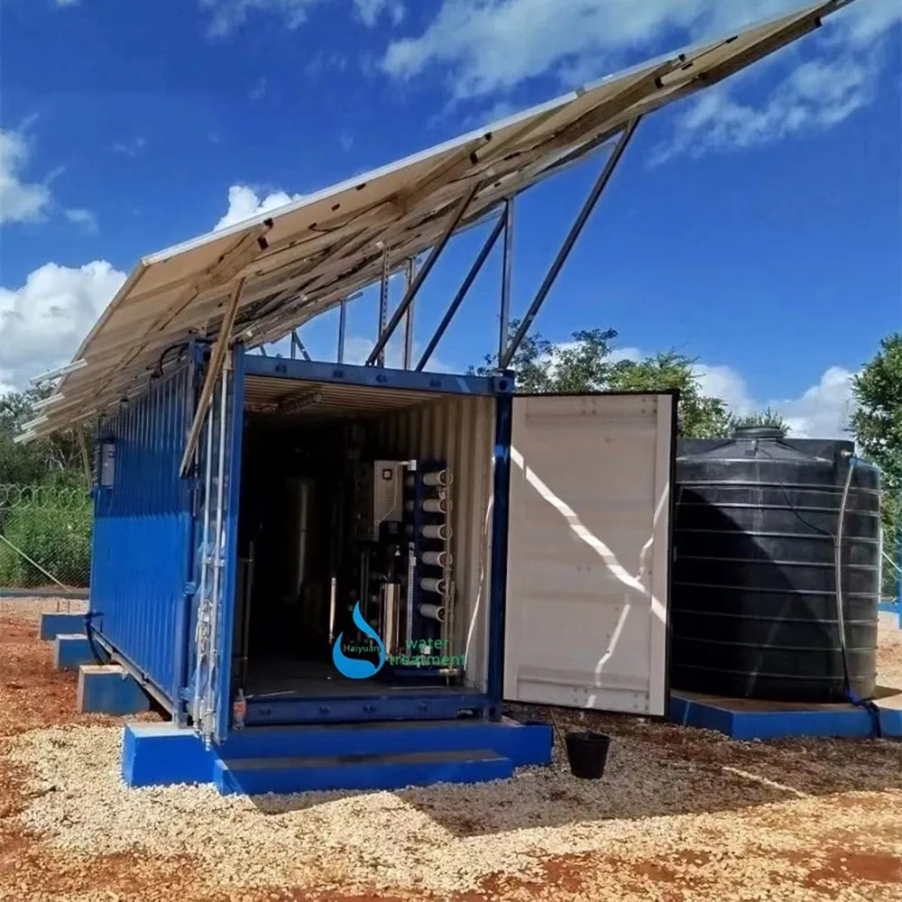 Container Mobile Solar Powered industrial Seawater Sea Salt RO Drinking Water Purification Filter Purifier System Reverse Osmosis Desalination Treatment