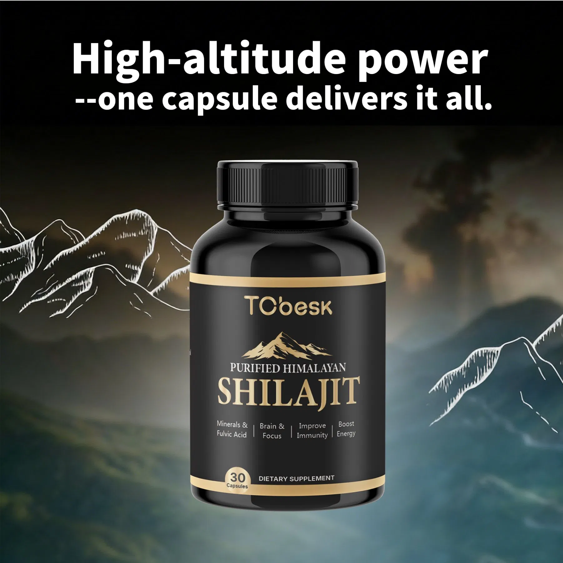 85 Minerals Brain Support Extract for Adults Shilajit Capsules 30