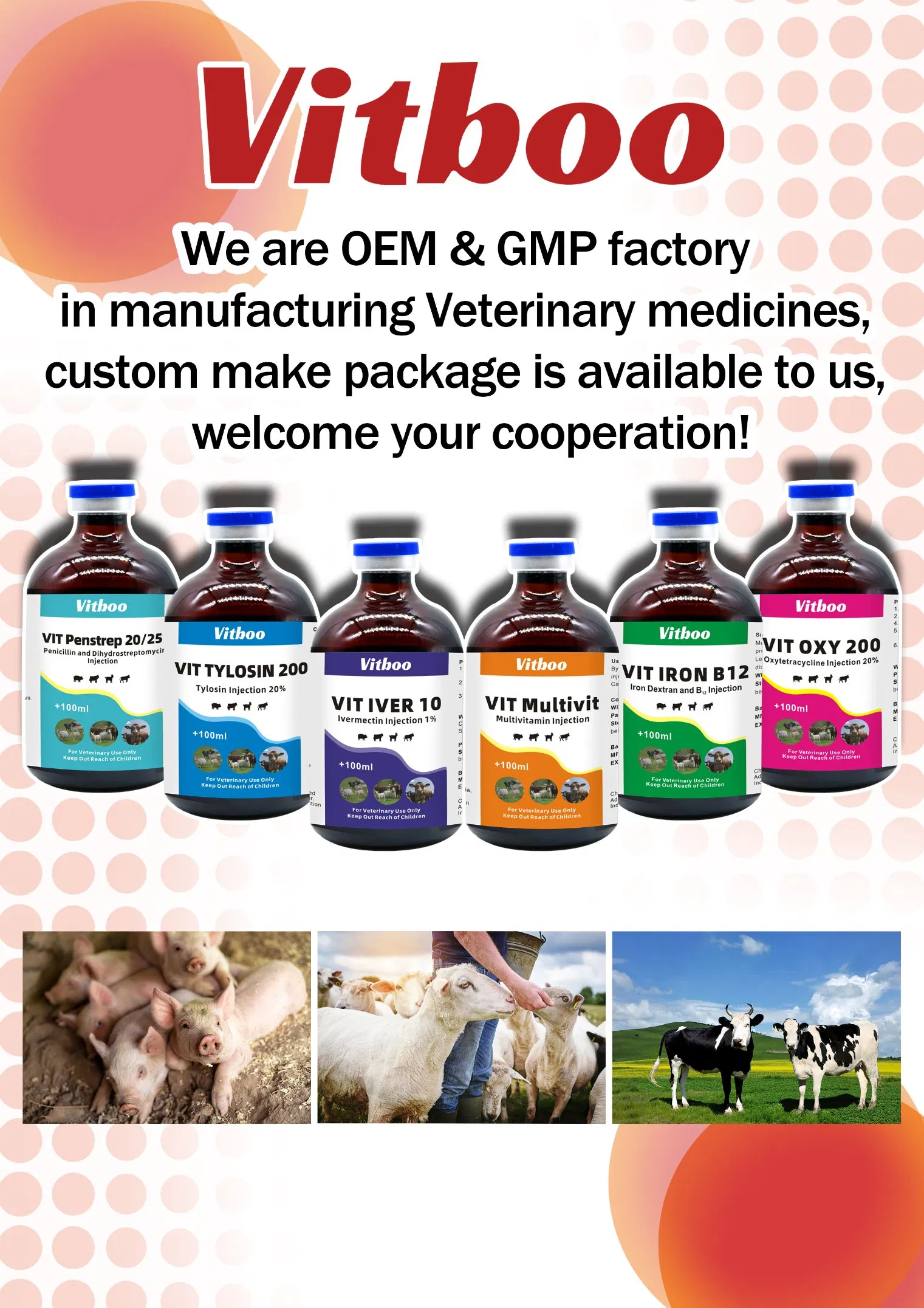 Vitboo Veterinary Medicine Ceftiofur Hydrochloride Injection Control of Control of Swine Bacterial Respiratory Disease