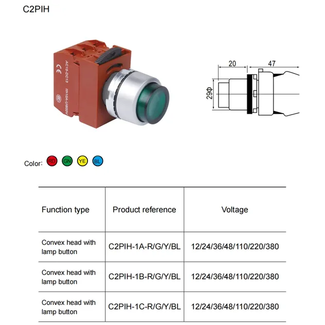 Convex head with light
