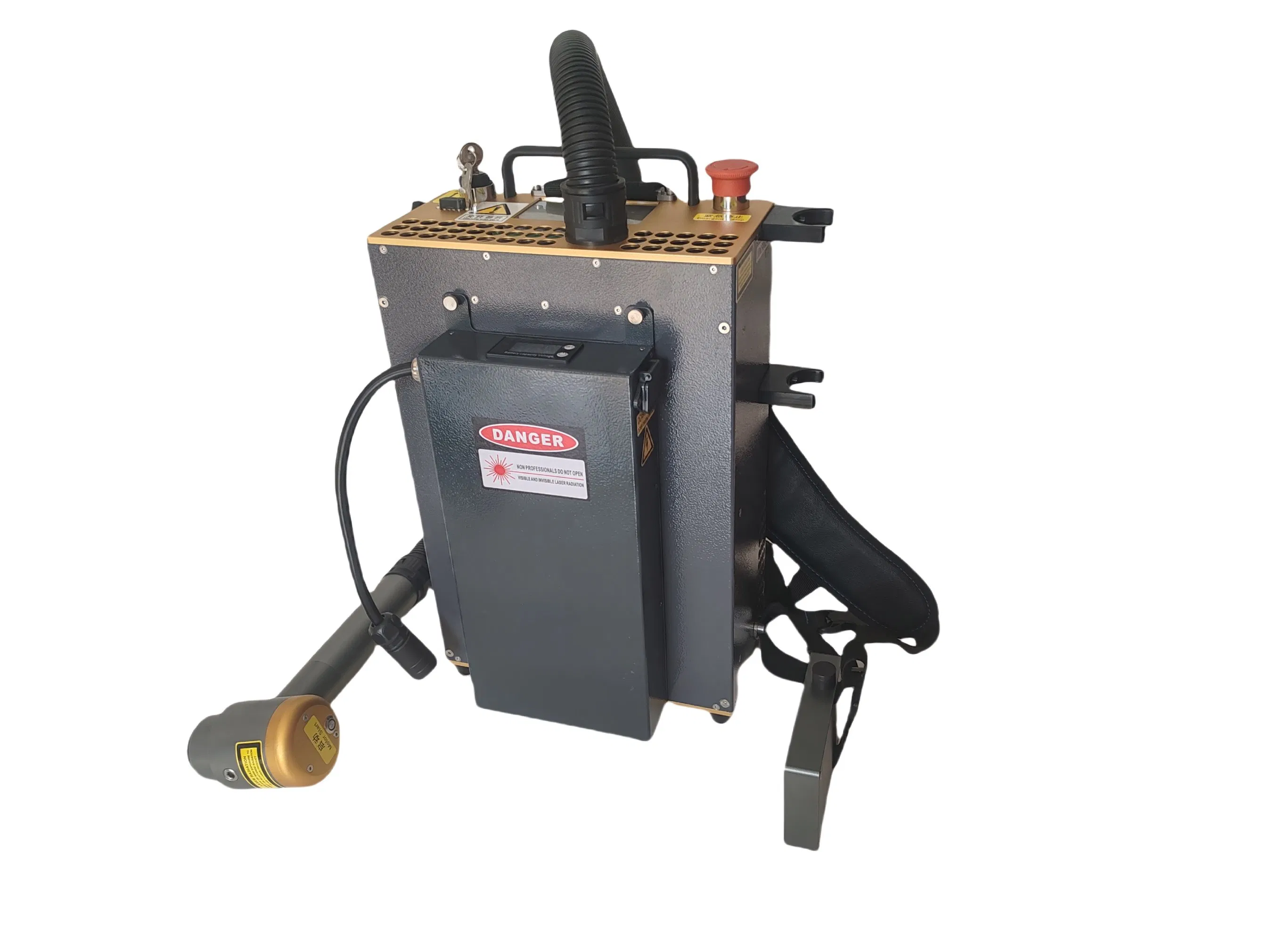Backpack Laser Cleaning Machine, Laser Rust Remover Machine, Pulse Laser Cleaner Machine, Handheld Cleaning Head with Emergency Stop Function