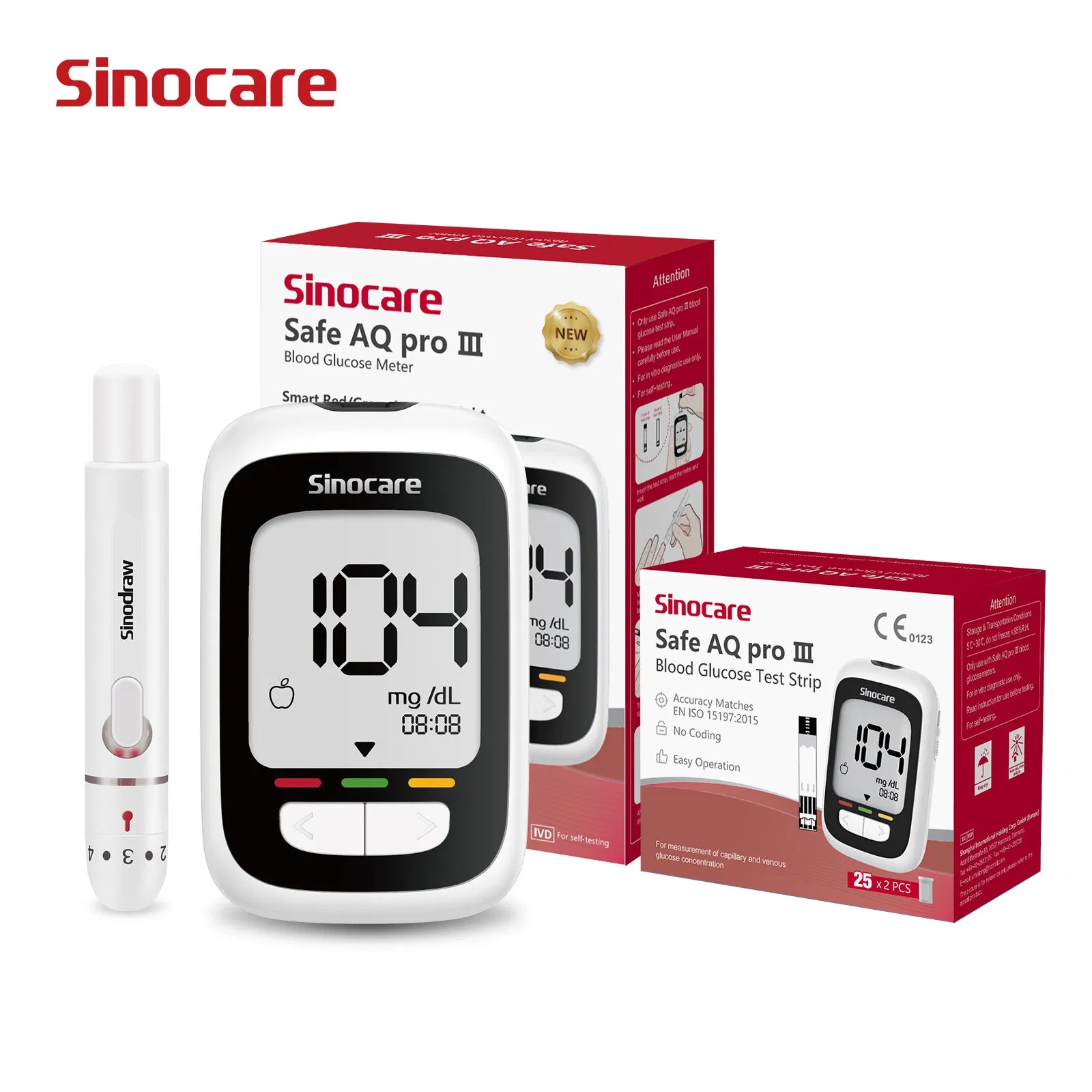 Sinocare Glucose Meter Glucometer Blood Sugar Diabetes Testing Machine Blood Sugar Monitor