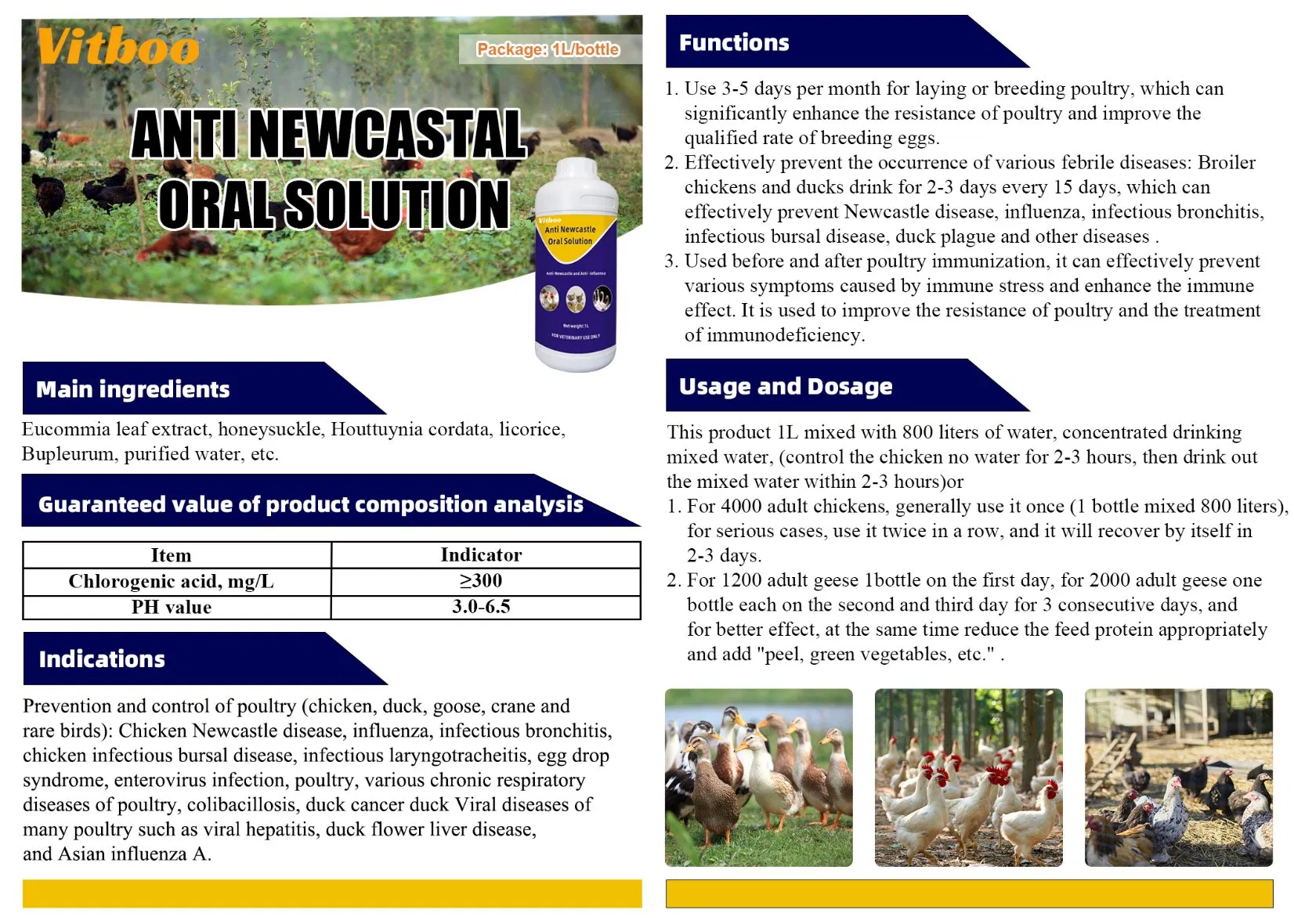 Wholesale Factory Anti-Newcastle Oral Solution Chinese Herbs Prevention and Control of Poultry Newcastel Disease