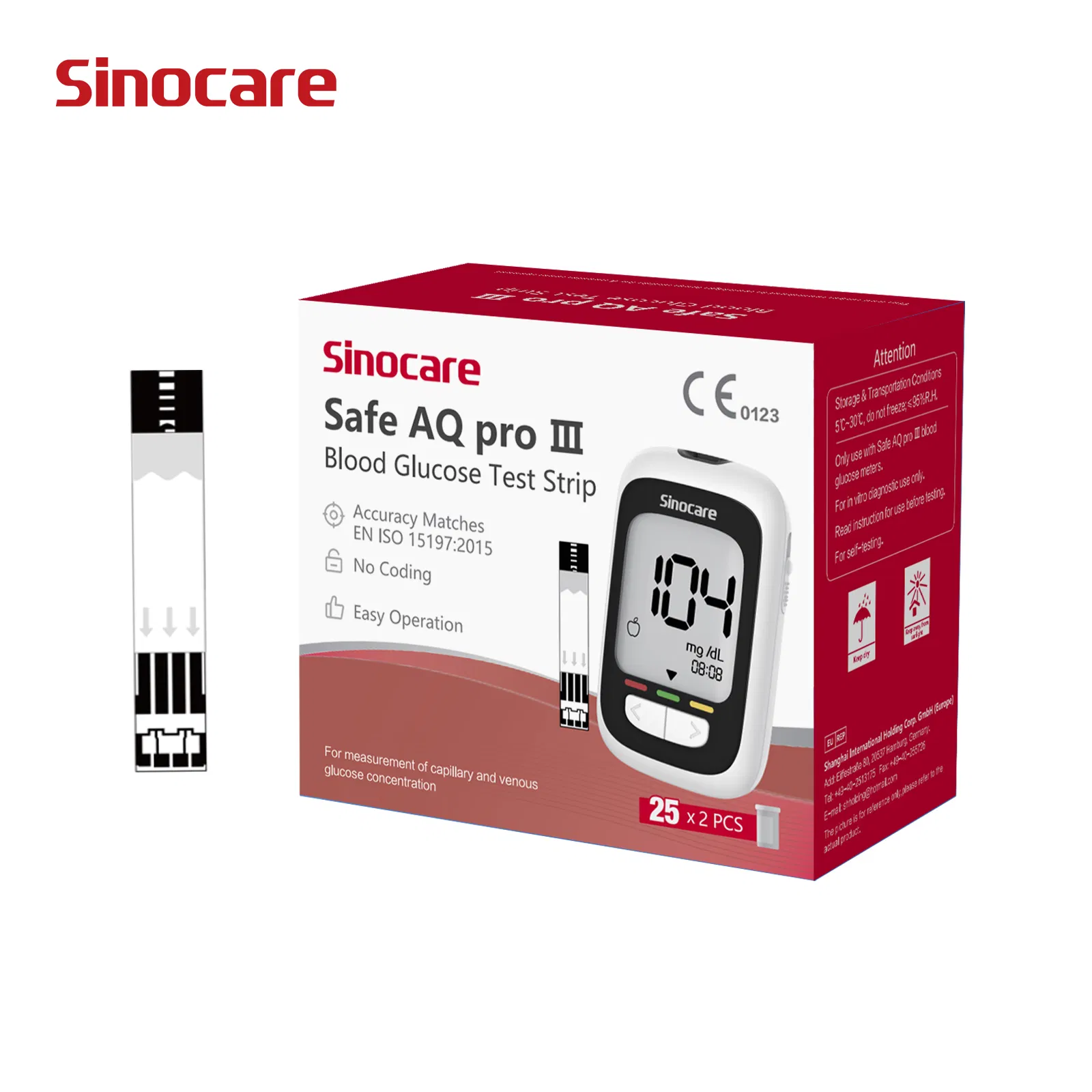 Sinocare Glucose Meter Glucometer Blood Sugar Diabetes Testing Machine Blood Sugar Monitor
