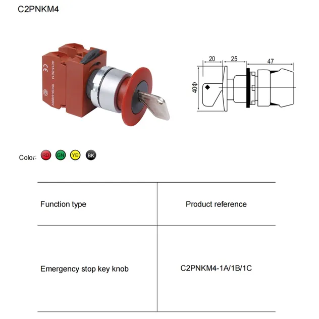 Emergency stop key knob