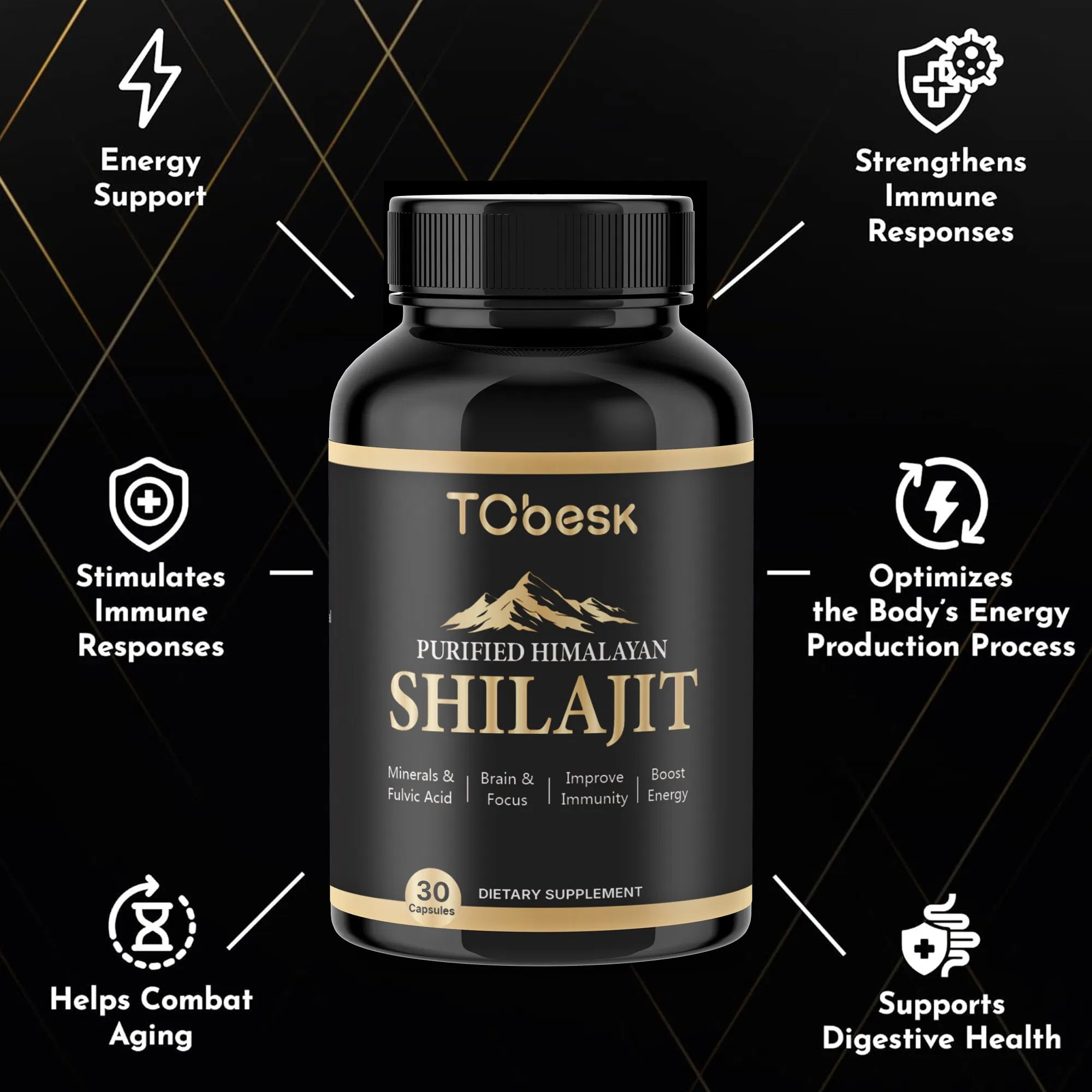 85 Minerals Brain Support Extract for Adults Shilajit Capsules 30