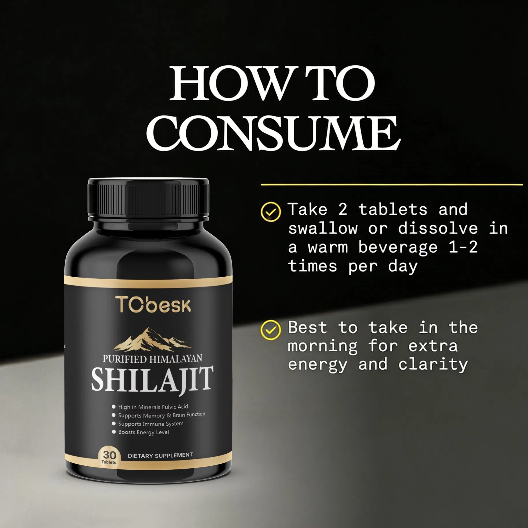 Himalayan Supplement Anti-Fatigue Improve Immune Metabolism System Shilajit Tablets