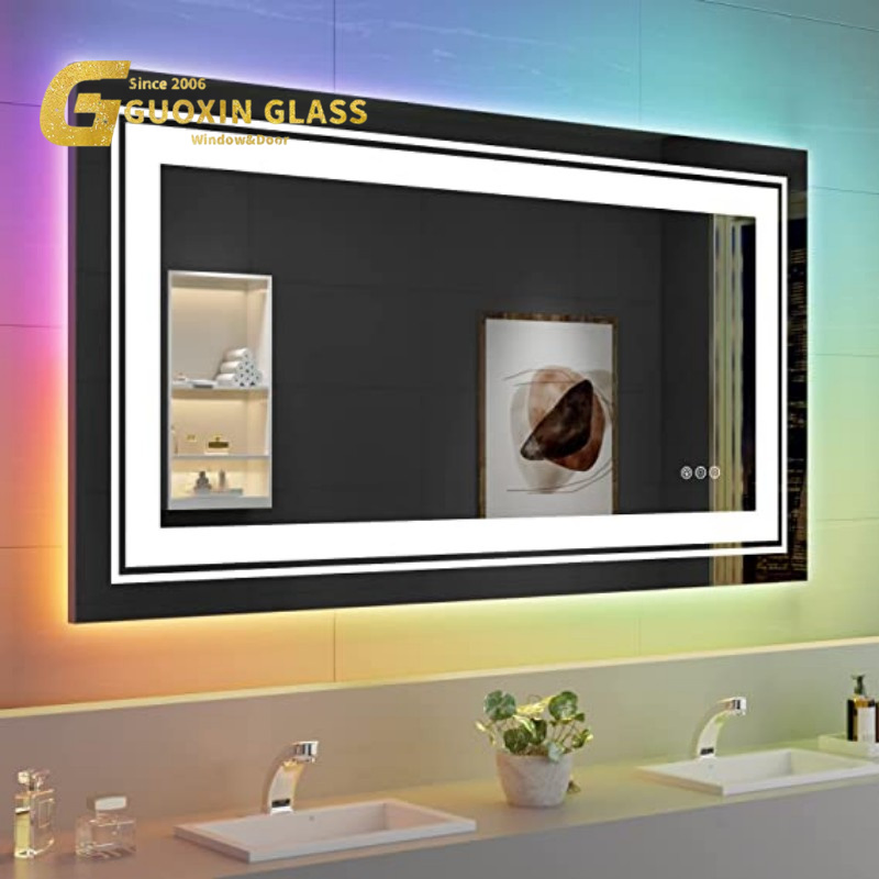 Premium Silver Mirror Decorative Glass Shower Door Railing