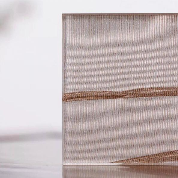 Custom Sizes Decorative Fabric Silk Wire Mesh Laminated Glass Safety Security for Buildings