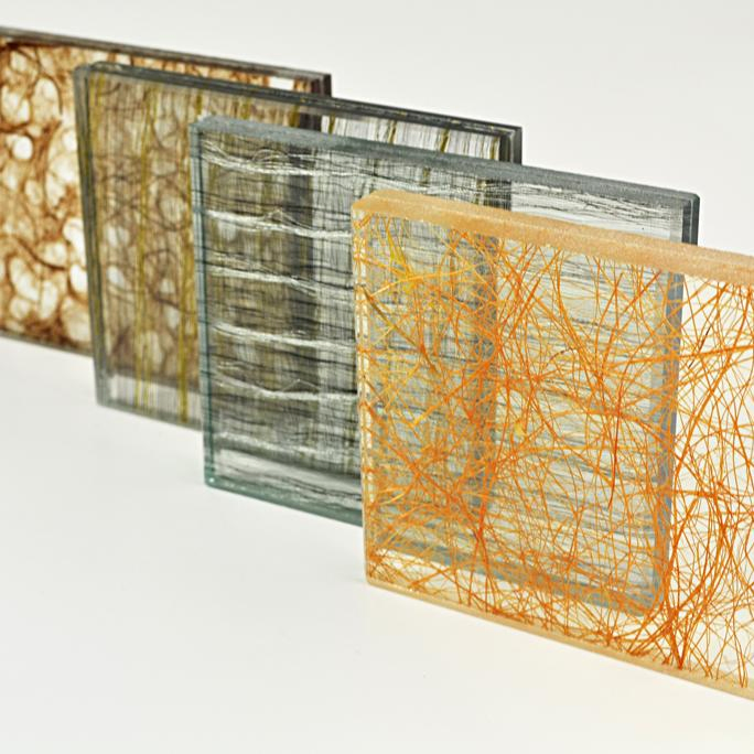 Custom Sizes Decorative Fabric Silk Wire Mesh Laminated Glass Safety Security for Buildings