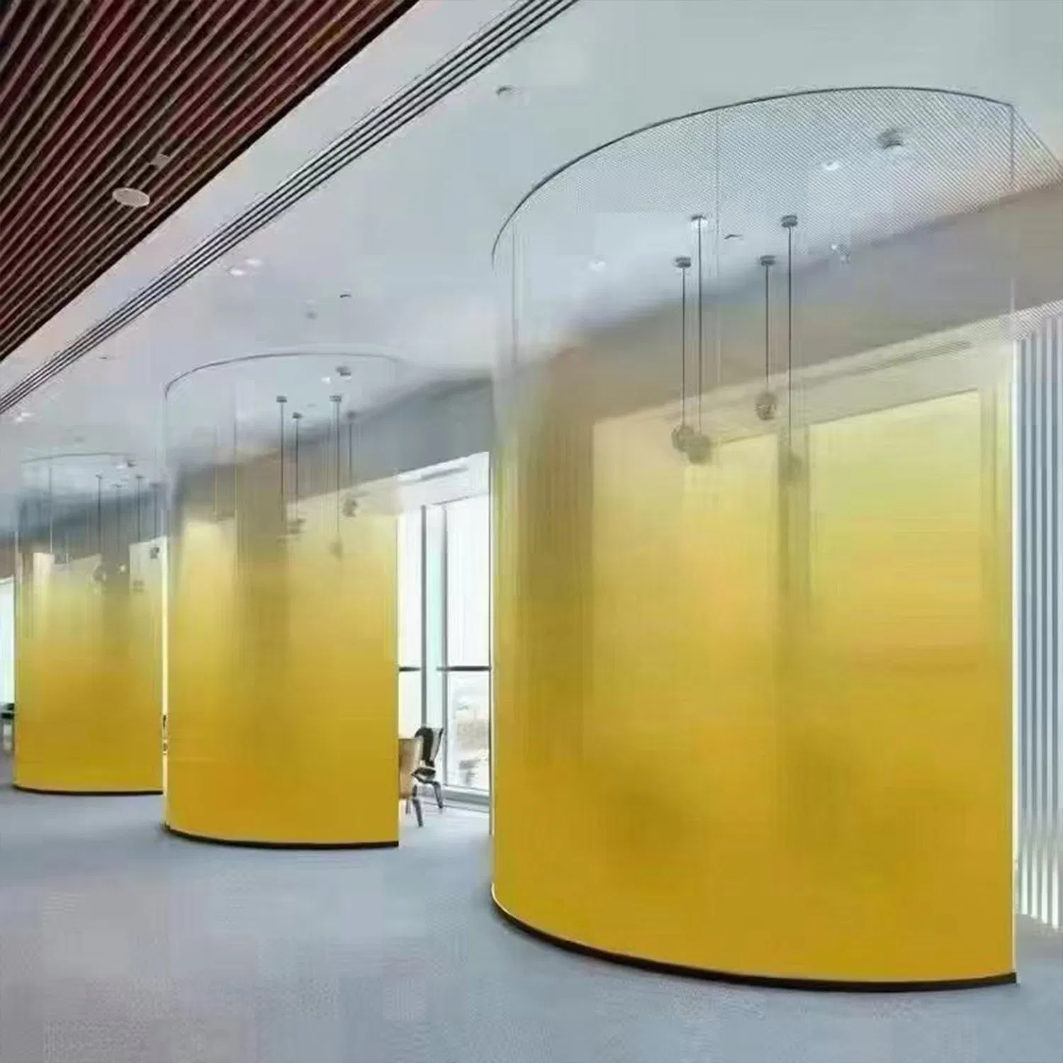 Vibrant Tinted Gradient Glass Panels for Stylish Partitions