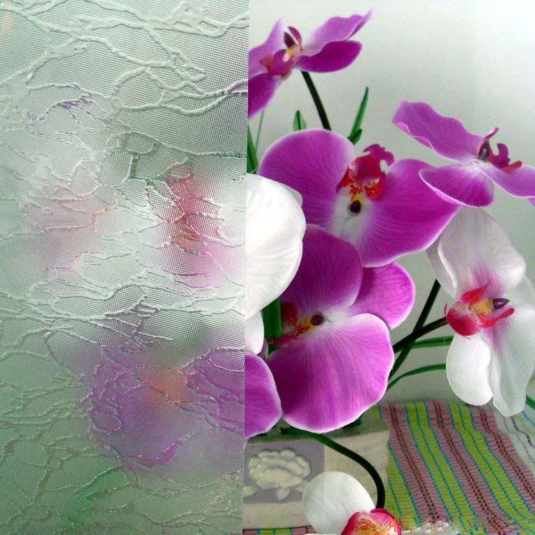 Blue Flora Patterned Glass