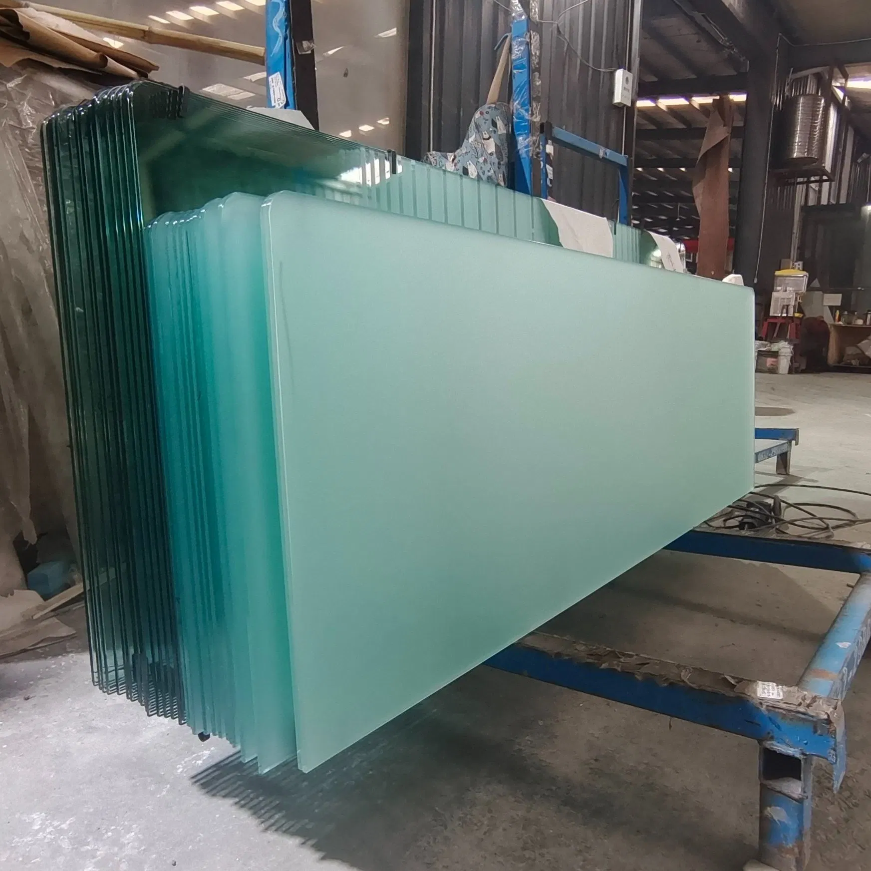 Big Size Clear and Other Colors Acid Etched Frosted Glass for Decorative Wall Door Balustrade Furniture