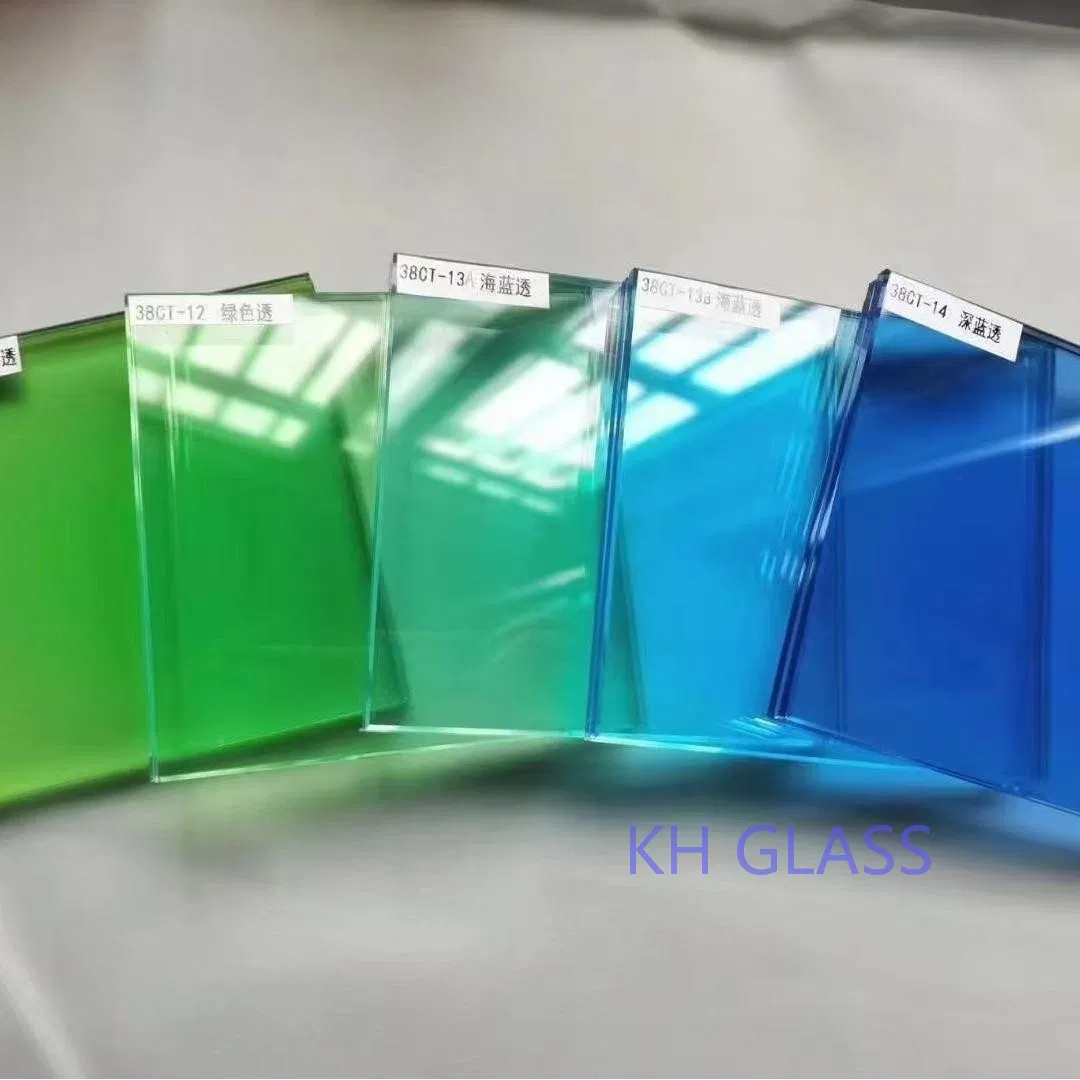 Factory 6.38/8.38/10.38/12.38mm/8.76/10.76 /12.76mm Clear/Milky White/Gray/Blue Color PVB Layer Safety Tempered Laminated Glass