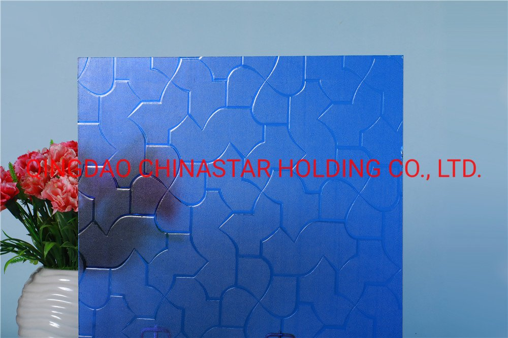 Blue Patterned Glass/Blue Flora/Blue Karatachi/4mm Blue Patterned Glass