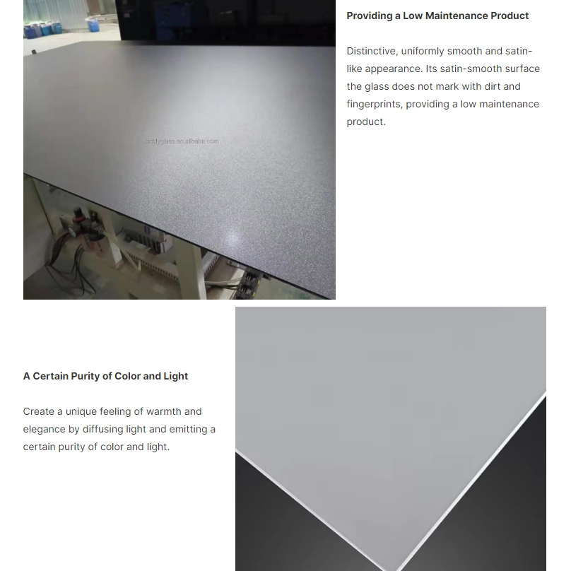 Big Size Clear and Other Colors Acid Etched Frosted Glass for Decorative Wall Door Balustrade Furniture