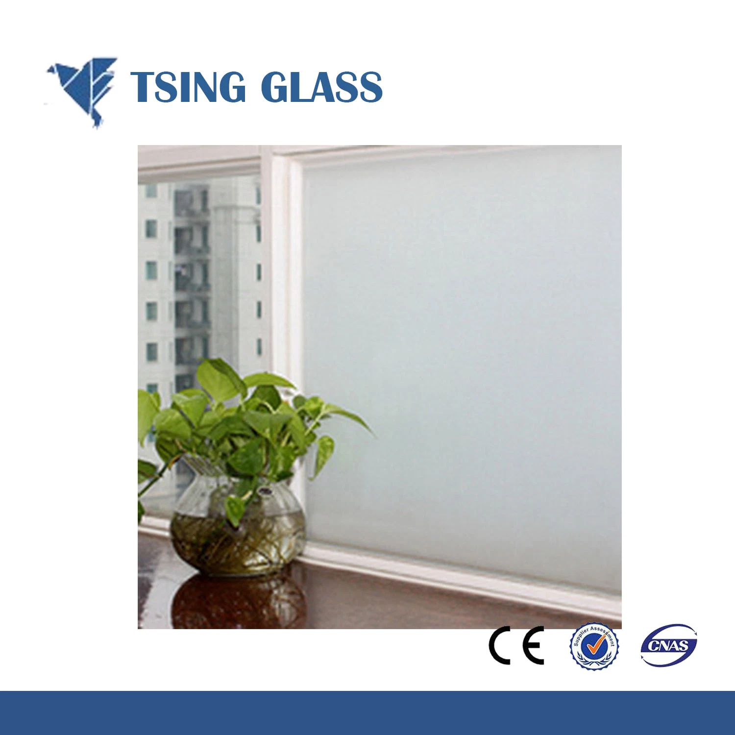 3-12mm Acid Etched Glass / Frosted Glass / Fingerprint Free Glass / Sandblasted Glass