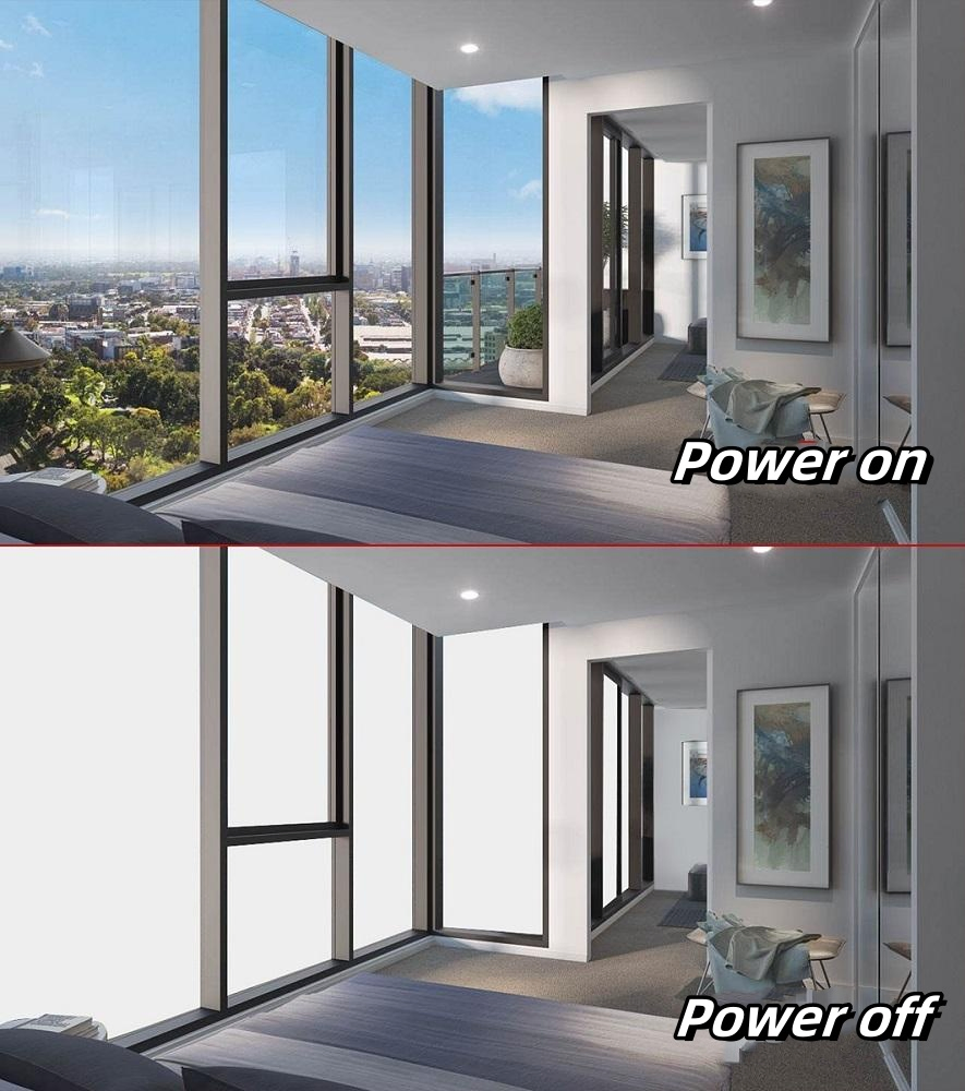 6+6mm Switchable Privacy Glass Electric Dimming Smart Pldc Film Glass for Building/Hotel/Bathroom/Office
