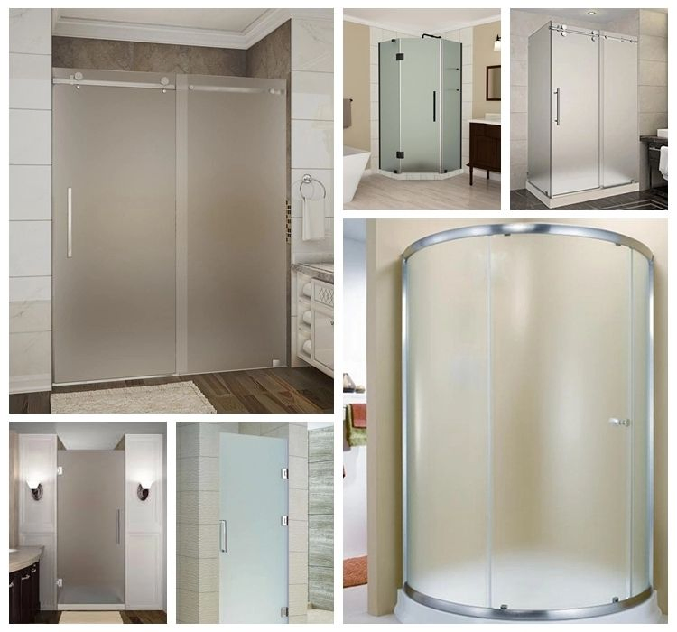 4-19mm Customized Acid Etched Satin Frosted Art Glass for Bathrooms