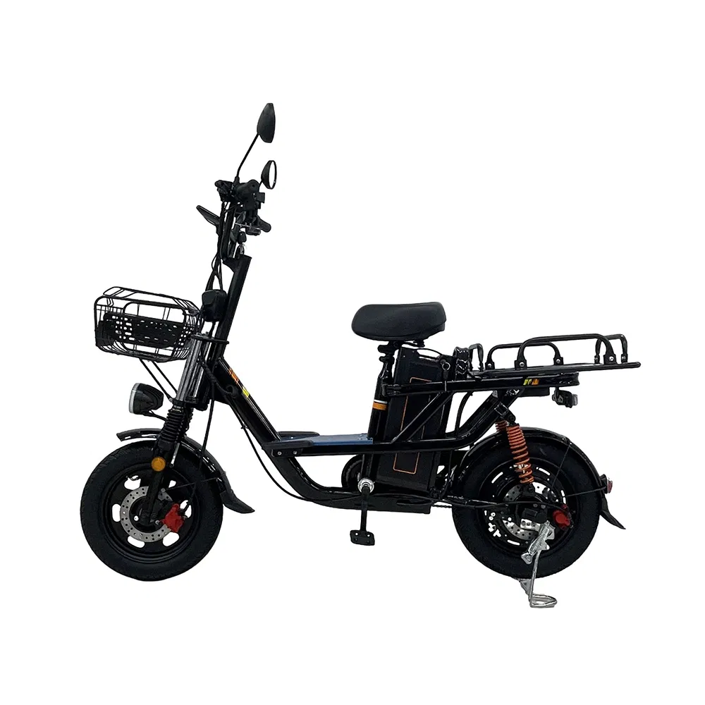 Cheap Electric Bike with Cargo Shelf Factory Wholesale Electronic Bicycle Lithium Battery 2 Wheel Cargo Electric Scooter Bici Electtrica Takeaway E Bike Factory