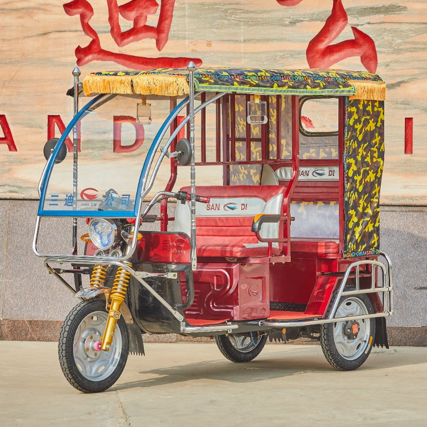 Electric Passenger Tricycle Trike with 4-6 Seats Adult Battery Driving Rickshaw