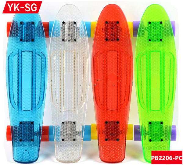 LED Patineta LED Light Wheels Skateboard Electric Skateboard with Transparent Deck