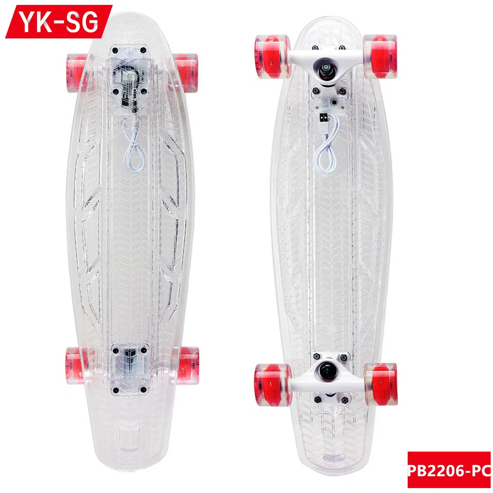 LED Patineta LED Light Wheels Skateboard Electric Skateboard with Transparent Deck
