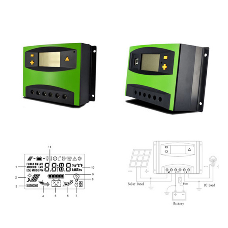 12/24/48VDC 30-60A Solar Charge Controller PWM Controller for Solar Power System