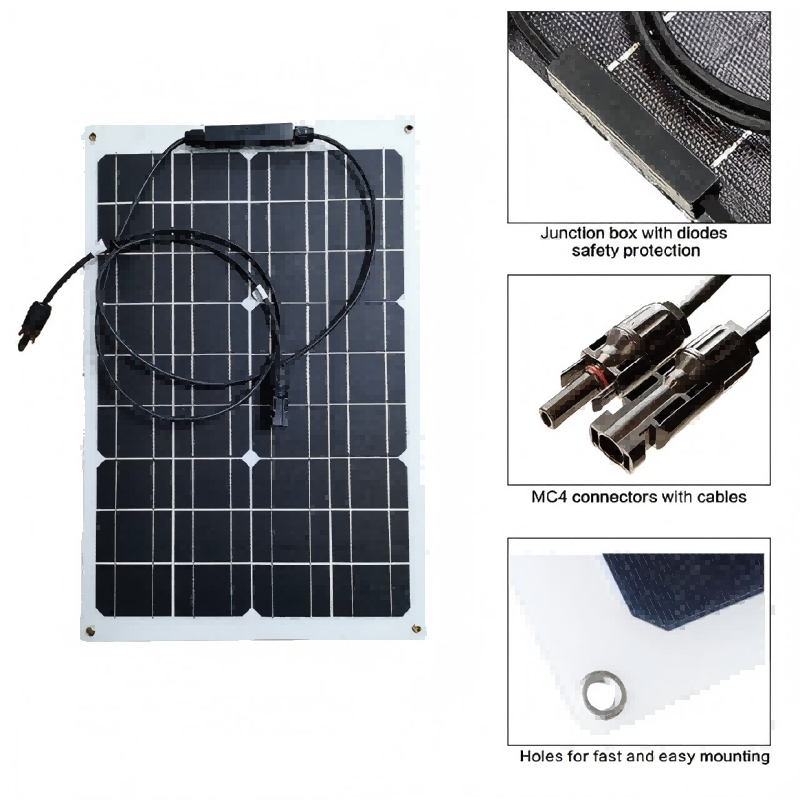 60W Portable Thin Film Light Weight High Efficient Solar Panels with Transparent