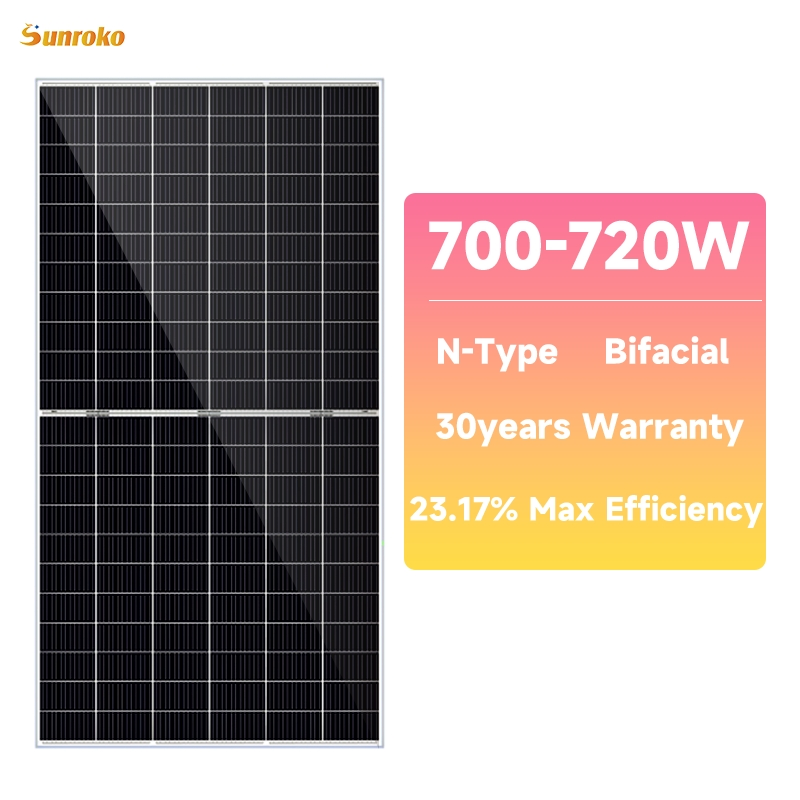 Hjt High Efficiency Solar Panel 650W 690W 700W 710W 720W PV Module Mono Topcon Bifacial Photovoltaic Solar Panel