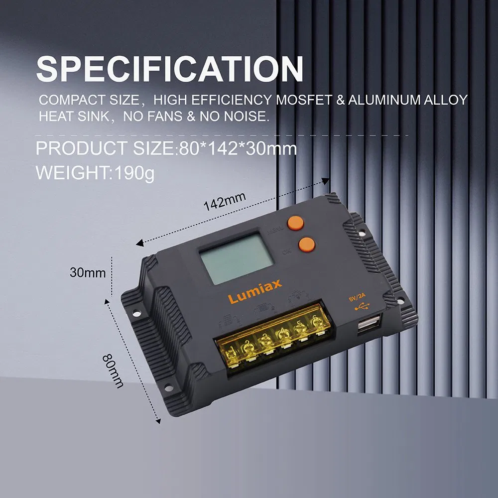 PWM Solar Charge Controller 10A 20A for Solar Power System USB Function