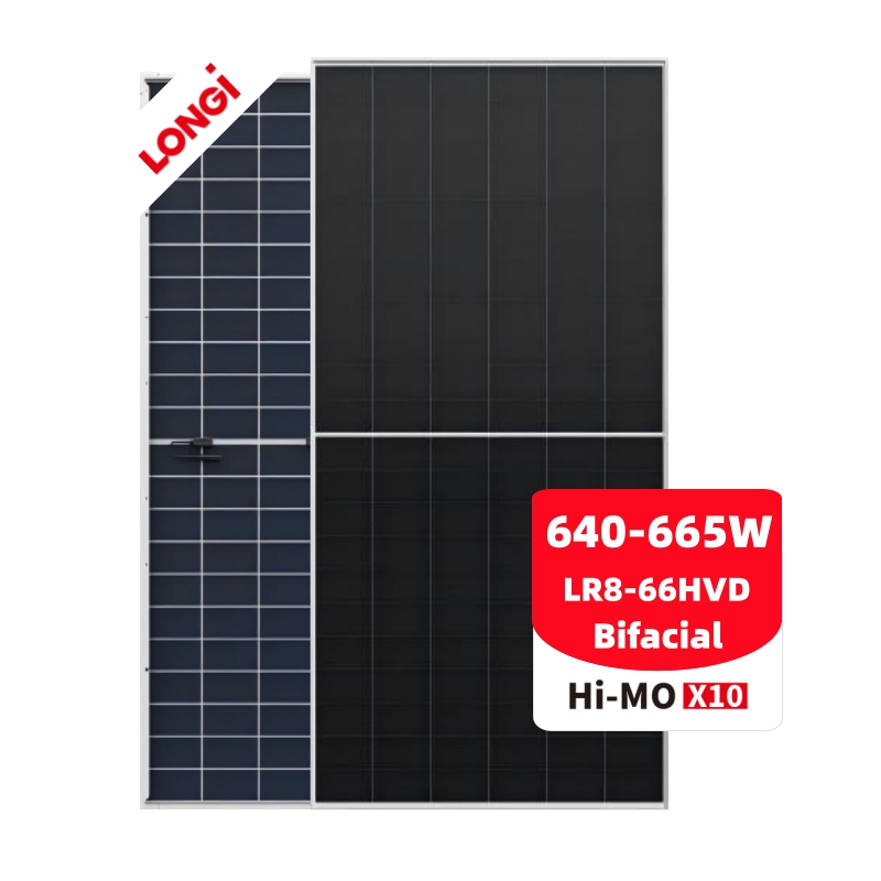 Longi Hi-Mo X10 Bifacial PV Panels with Cheap Price 640W 645W 650W 655W 660W 665W Double Glass Hpbc Solar Panel Lr8-66hvd