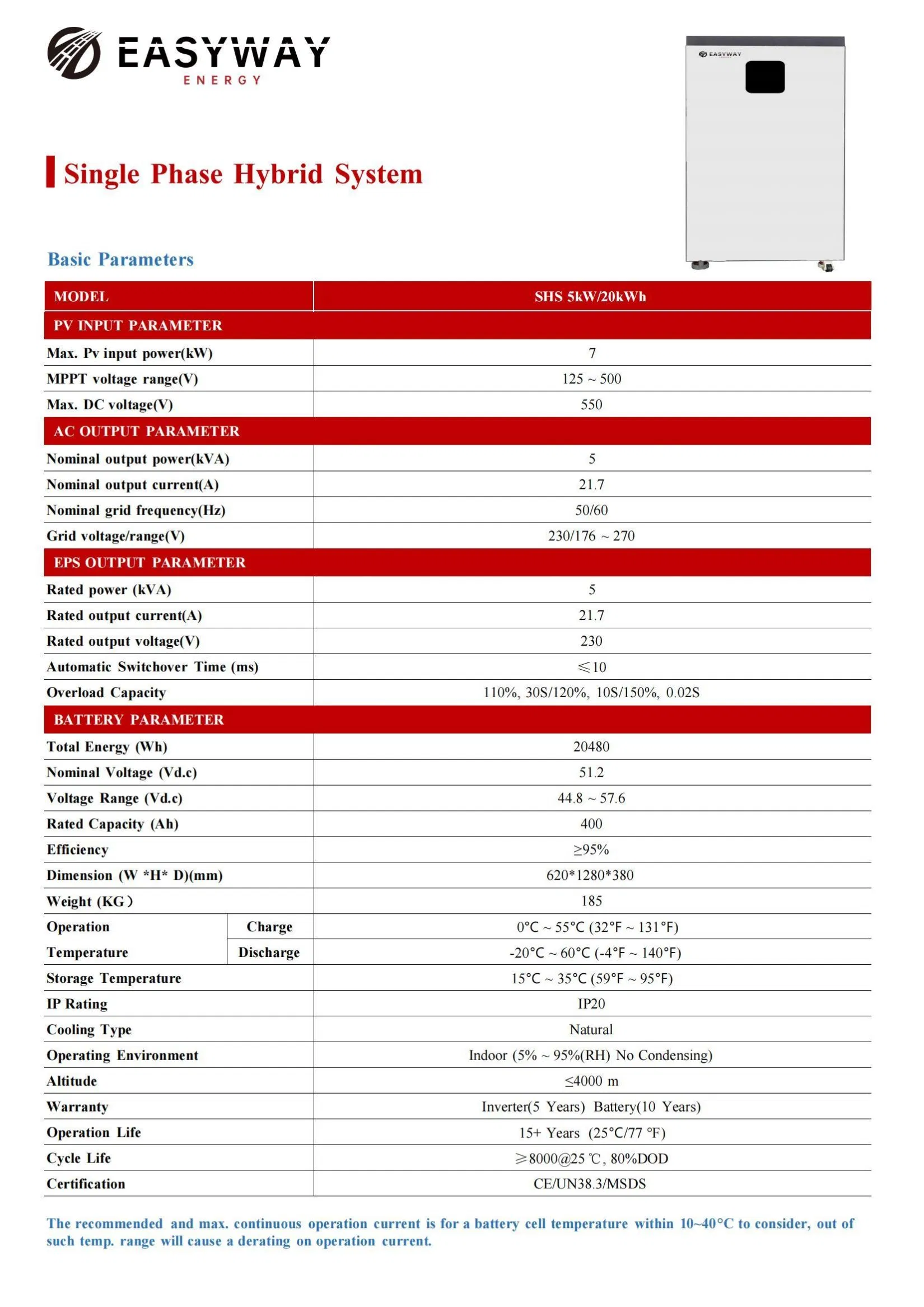 Power Solar System Hybrid Solar System 5kw 20kwh Single Phase System 400ah