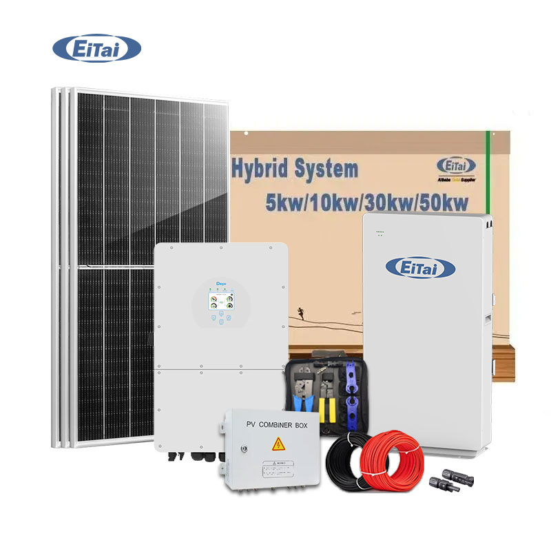 Eitai 5kw 10kw 20kw 30kw Photovoltaic Kit Energia Complete Set 3phase Three Phase Hybrid Solar Panel Home Power Energy Storage System 10000W for Home