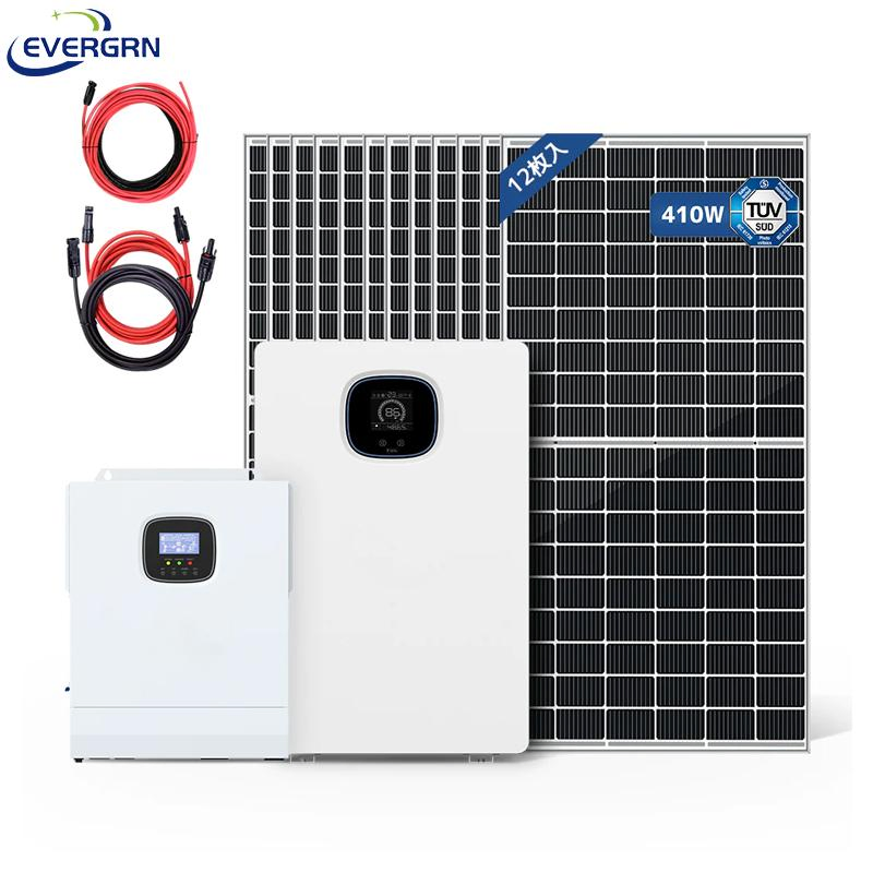 5000W 5kw 120V Output MPPT Hybrid on Grid off Grid Inverter Solar Energy Solar Panel Kit with Lithium Battery Power system for Home