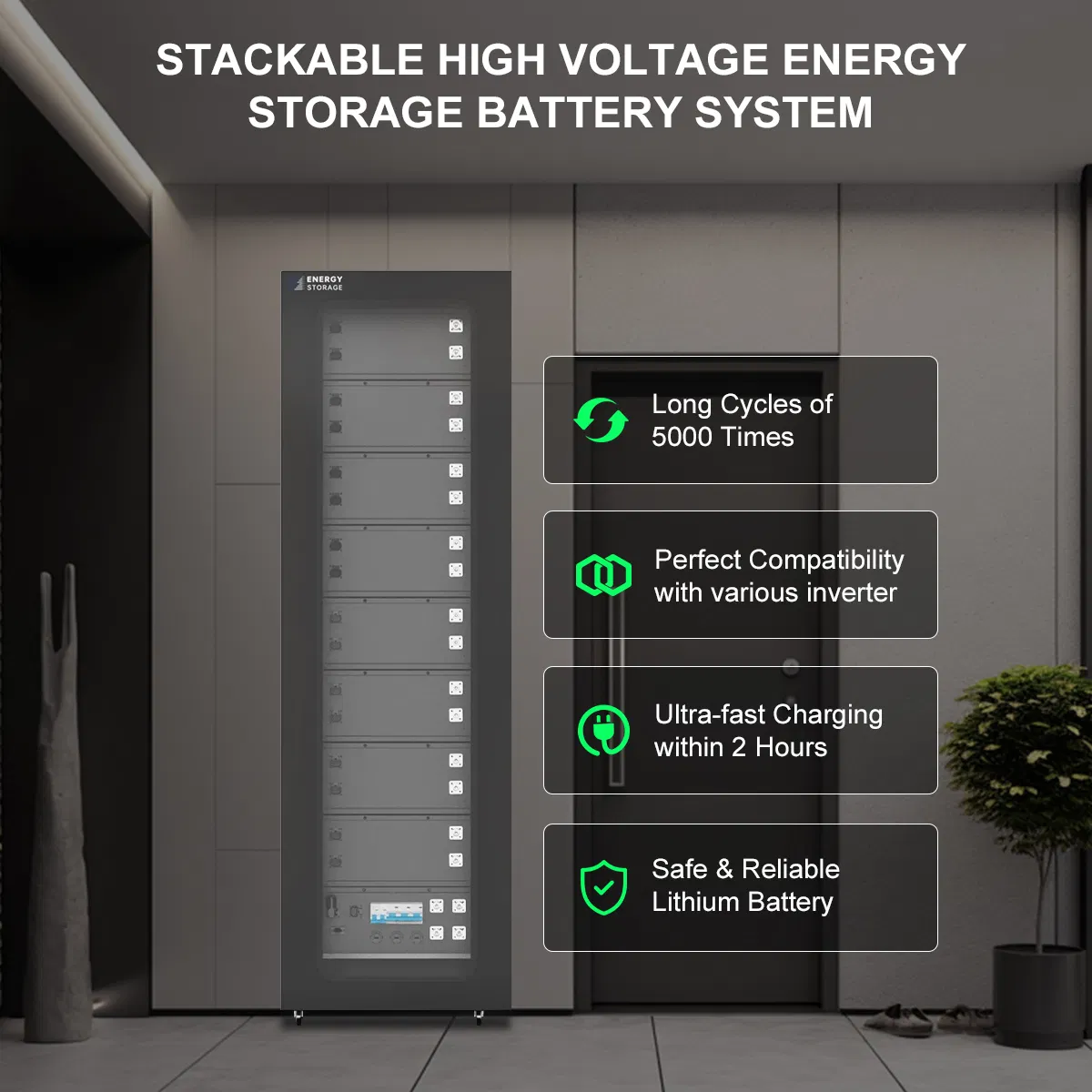 Beny High Voltage 76.8V LiFePO4 Battery 8kwh 16kwh 24kwh 100ah LiFePO4 Solar Battery Pack Server Rack Energy Storage Battery