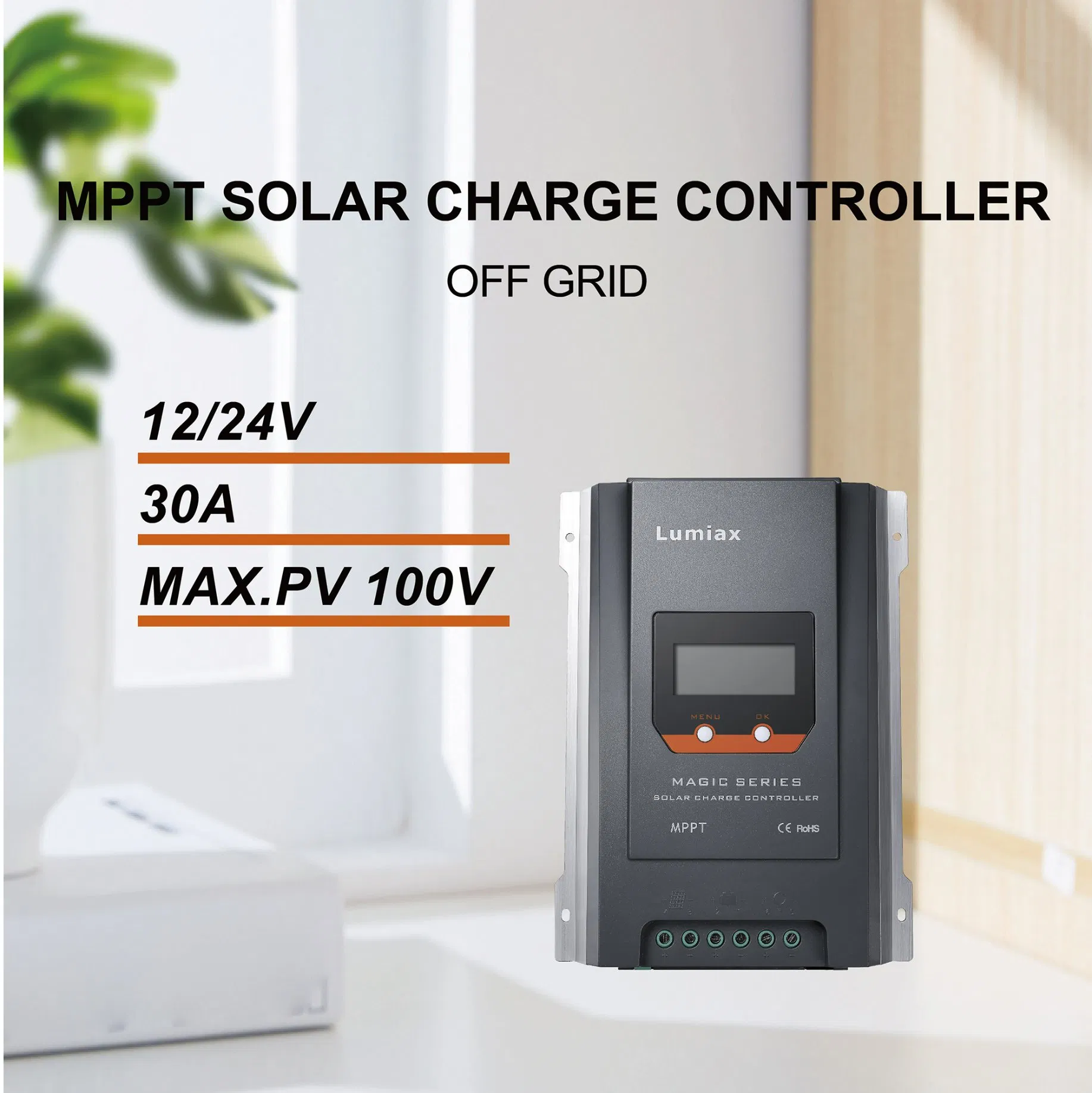 Lumiax 10A 20A 30A 12V 24V MPPT Solar Charge Controller 55V Bluetooth RS485