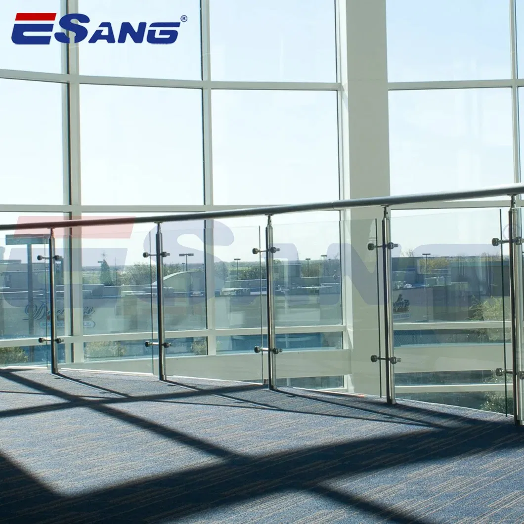 Esang Simple Design Stair Railing Tempered Glass Handrail Stainless Steel Balcony Balustrade