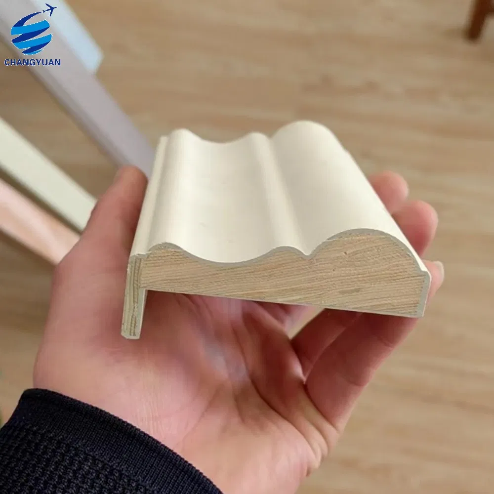 White Primed Solid Wood Mouldings Baseboard Interior Decoration Waterproof Pine Wood Skirting Board Painted Mouldings for Interior Decoration