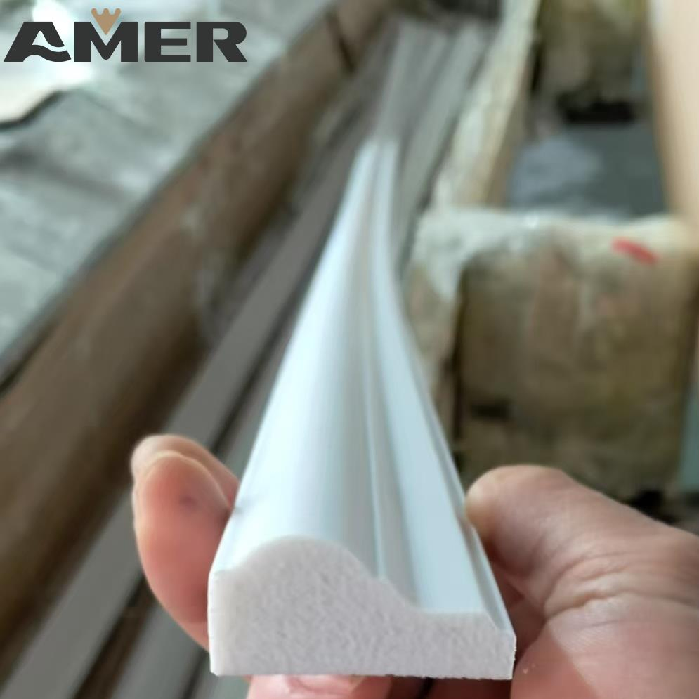 Modern White Baseboard Polystyrene PS Plastic Skirting Board for Kitchen