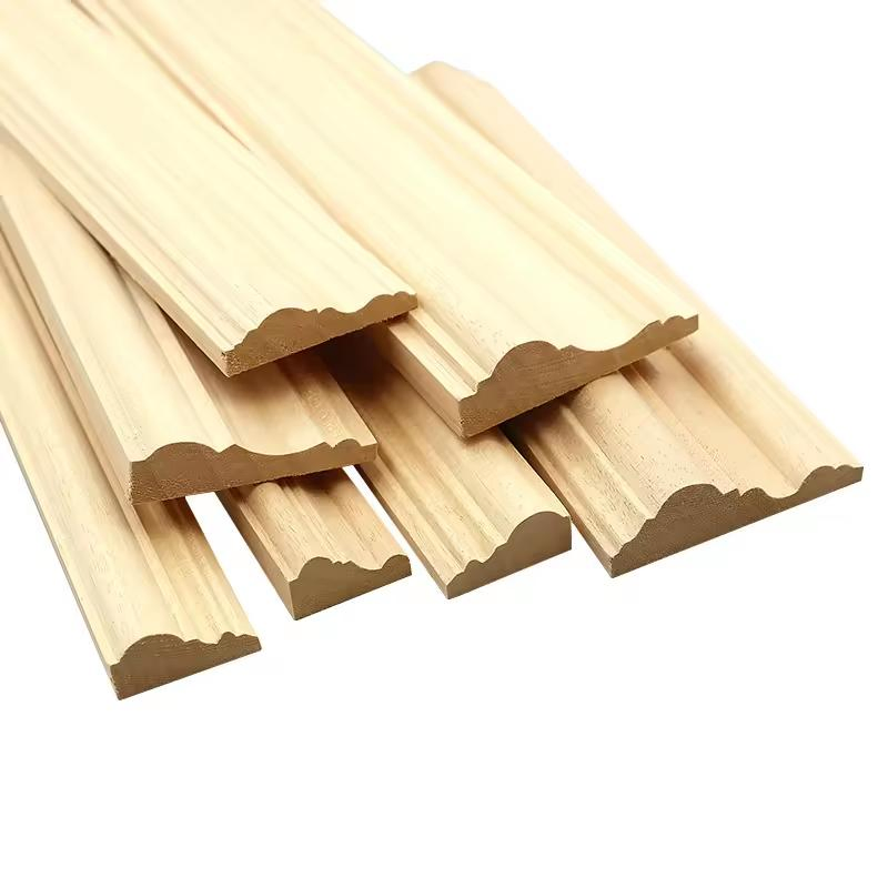 Decorative Solid Pine Wooden Skirting Line Wall Skirting Board White Cover Wood Moulding for Wall