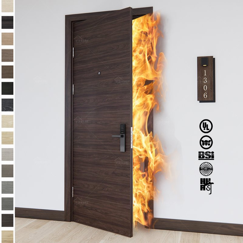 China Top Manufacturer Prehung Interior Doors Hotel Guest Room A60 Fireproof Door Canada Standard Fire Rated Doors Wood Ulc S104 Fire Doors and Fire Frame