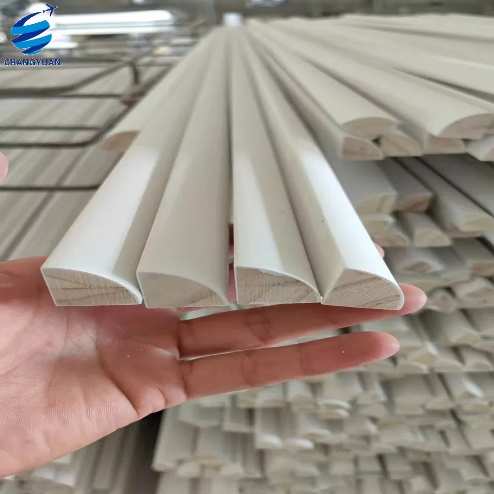 Customized Modern White Primed Wood Waterproof Pine Baseboard Covered MDF Baseboards Wall Moulding Door and Window Frame for Indoor Decoration