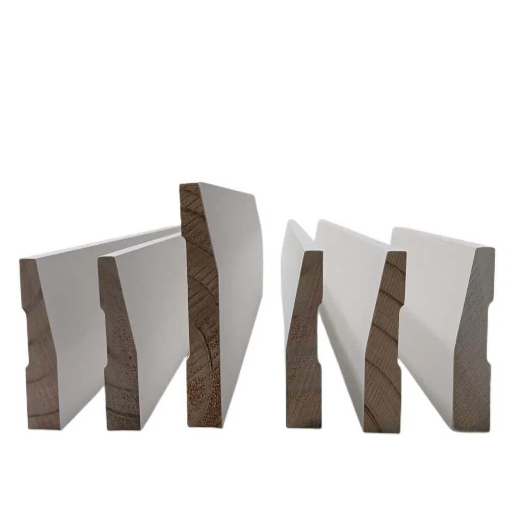 Wholesale Custom Modern White Primed Solid Wood Radiata Pine MDF Skirting and Baseboard Wooden Moulding for Indoor Use