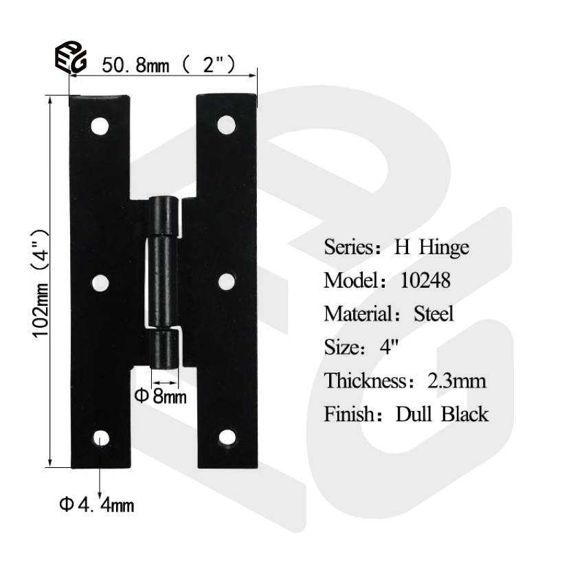 1.5mm Black Electrophoresis Steel H Hinge 2-1/2" for Shed Door/Window Shutter