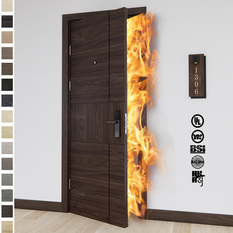 China Top Manufacturer Custom Interior Soundproof Fireproof Wood Door and Wood Frame for Apartment Hotel Fire Rated Wooden Fire Doors