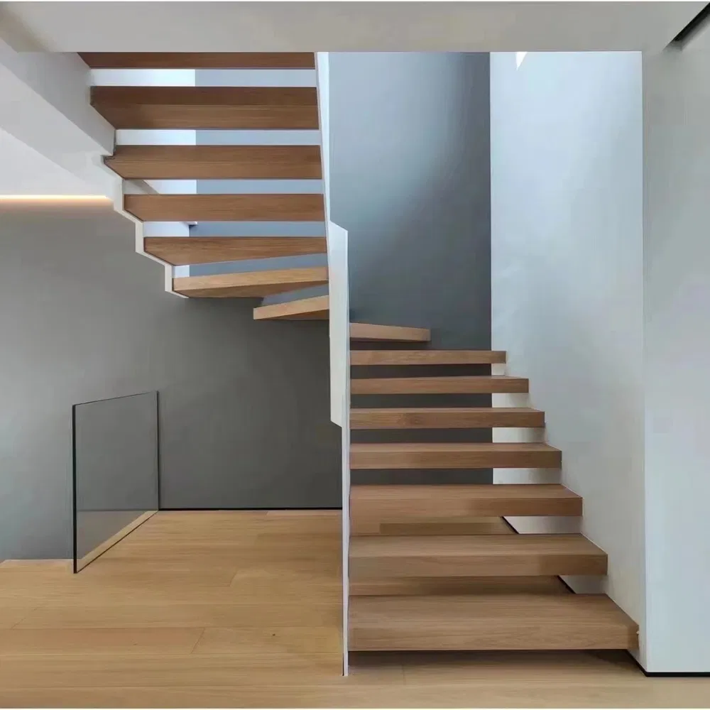 Durable Wooden White Oak Stair Tread for Flat Staircase