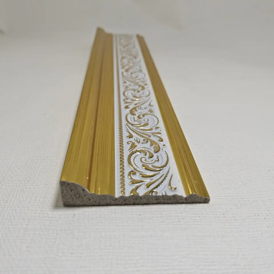Luxury PVC Foam Decorative Waistline Interior Decorative PVC Moulding Golden Beltline Decoration Wall Cornetto