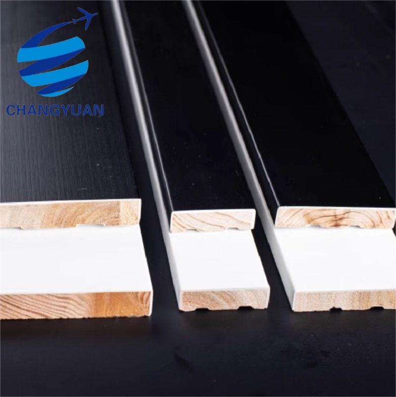 Craftsman Interior MDF Window Door Casing White Primed MDF Wall Trim Flat Window Door Moulding Laminate Baseboard