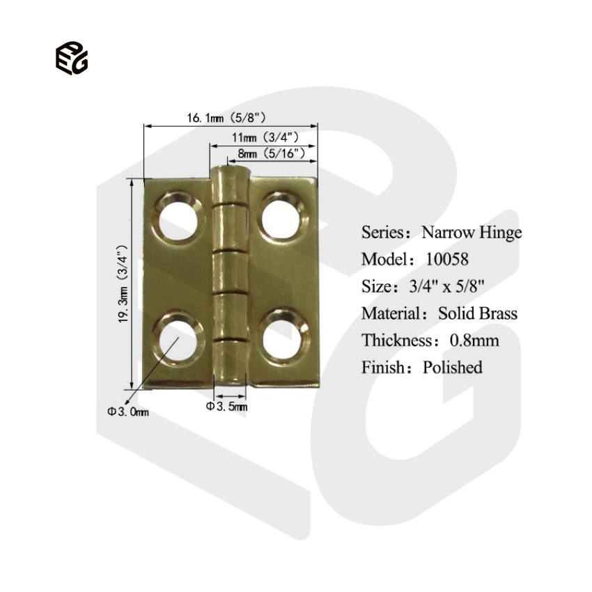 1 Inch Small Polished Solid Brass Decorative Hinge for Jewelry Box Cabinet Window Shutter